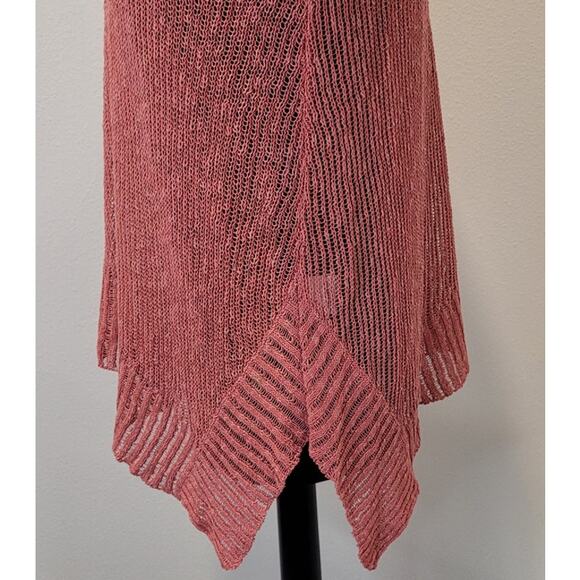 Eileen Fisher Pink Asymmetrical Side Hem Open Knit V-Neck Sweater – Medium - Picture 4 of 9
